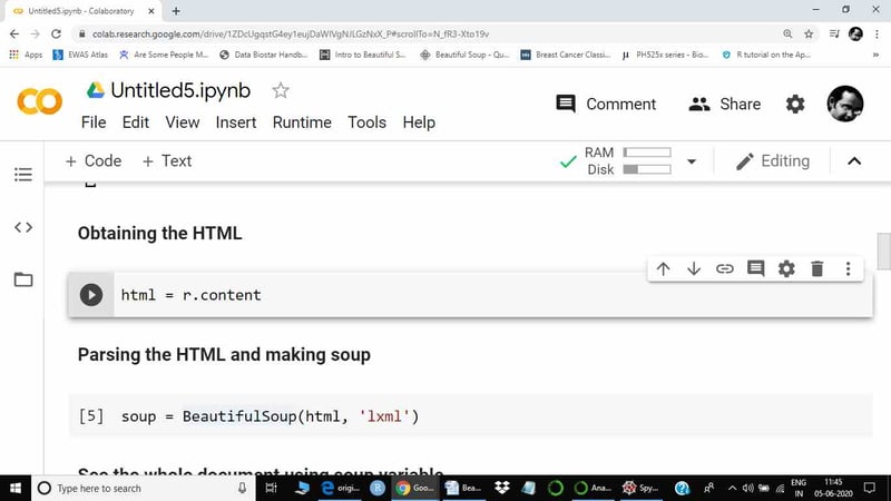 Obtaining the html