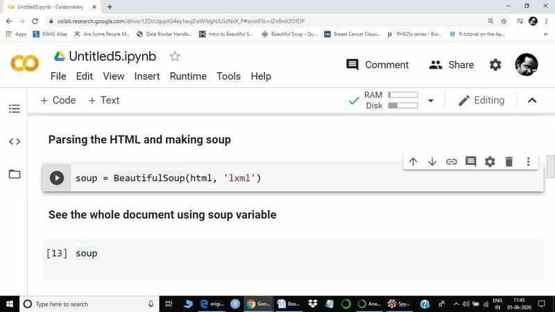 Parsing the html and making soup